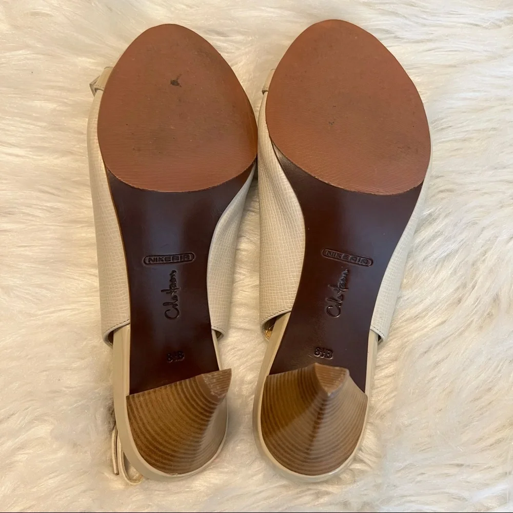 Cole Haan Nike Air Technology sling back Peep Toe Heels buckle detail Size 8 1/2